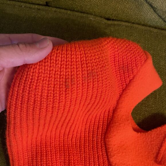 Vintage Blaze Orange Winter Ski Face Mask Hunting Beanie Hat Balaclava Knit - Picture 6 of 7